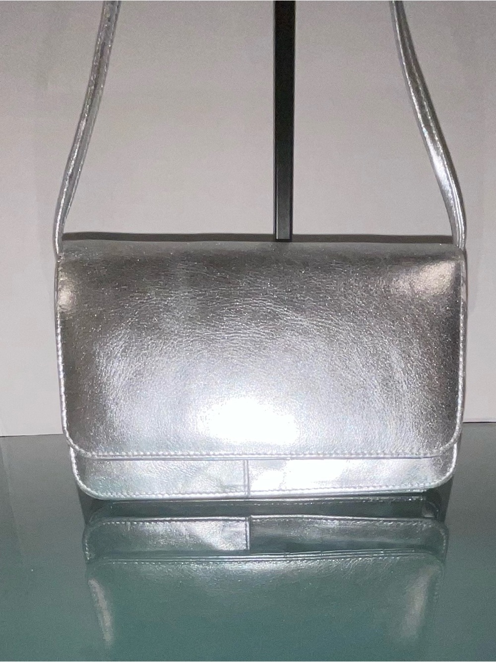 ILI NEW YORK SILVER LEATHER WALLET ORGANIZER CROSSBODY BAG VERY COOL BRAND NEW